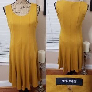 Mustard Nine West fit and flare dress size 4